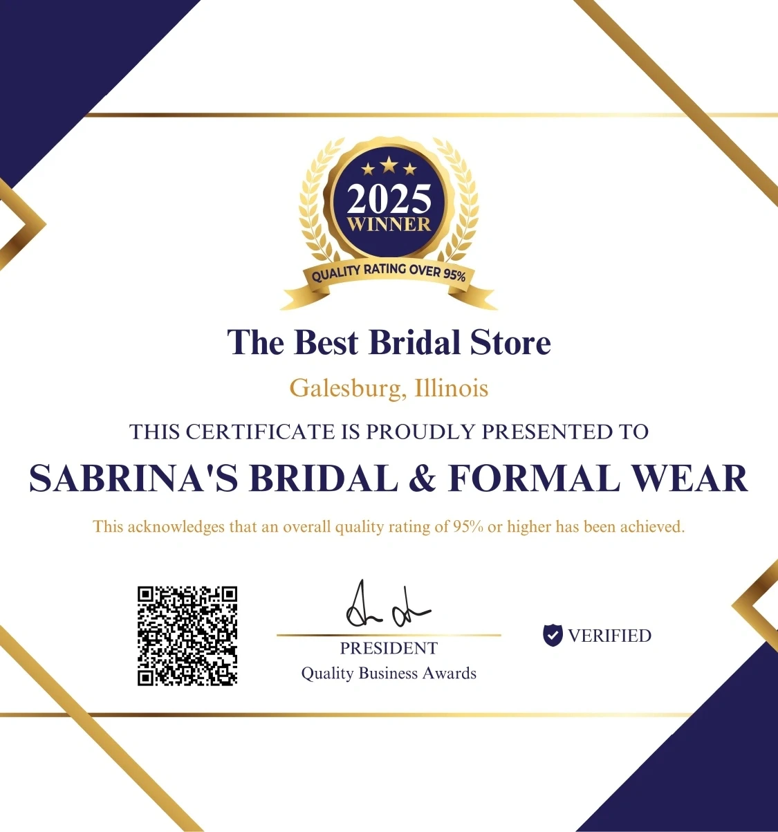 The best bridal store certificate mobile banner
