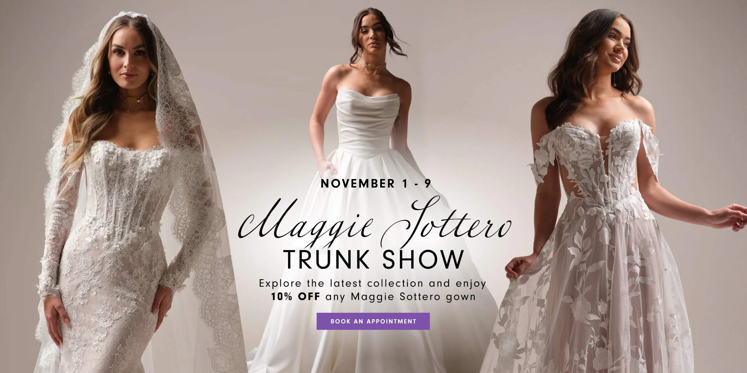 Maggie Sottero 2025 Trunk Show desktop banner