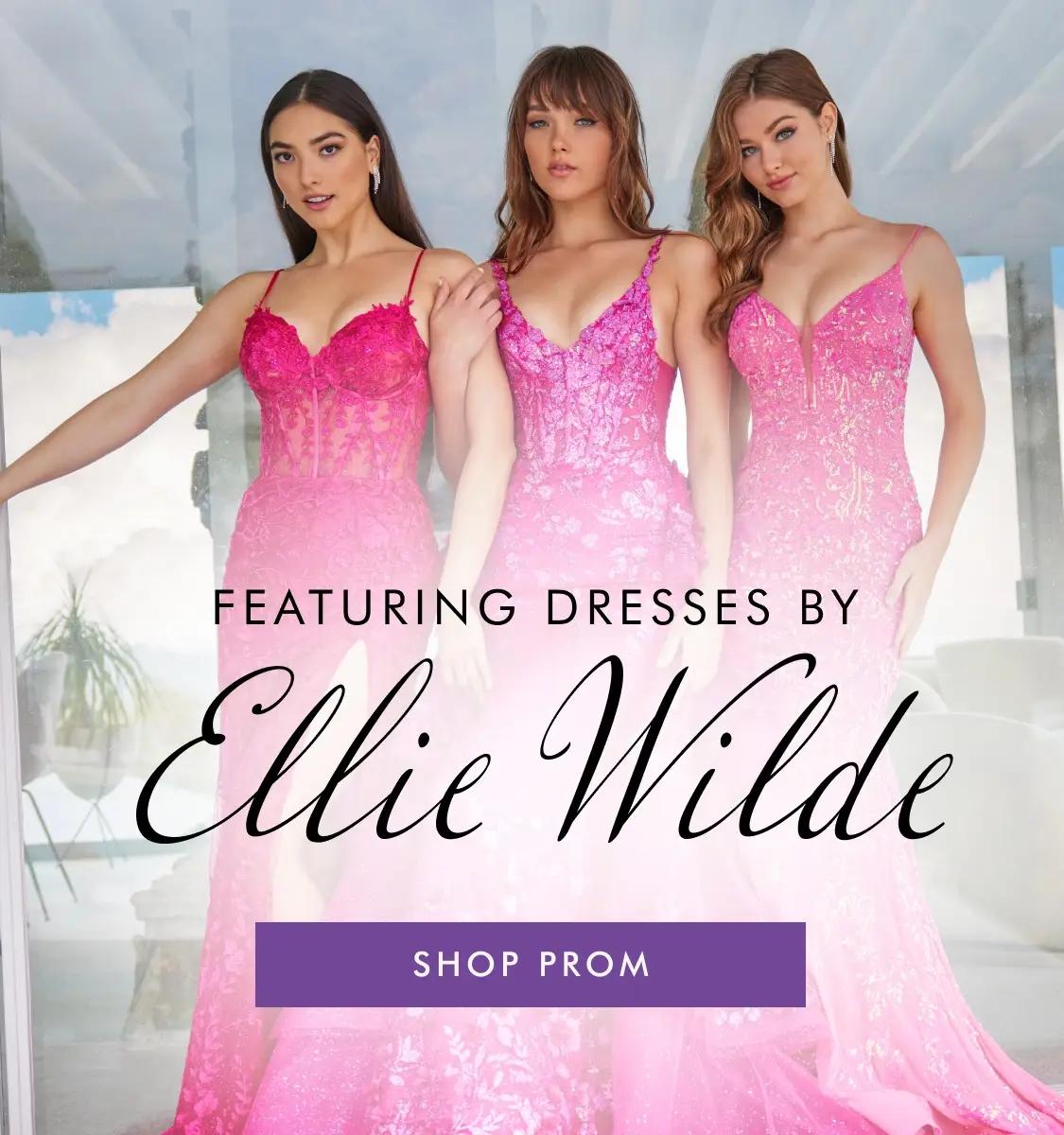 Mobile banner featuring Ellie Wilde dresses